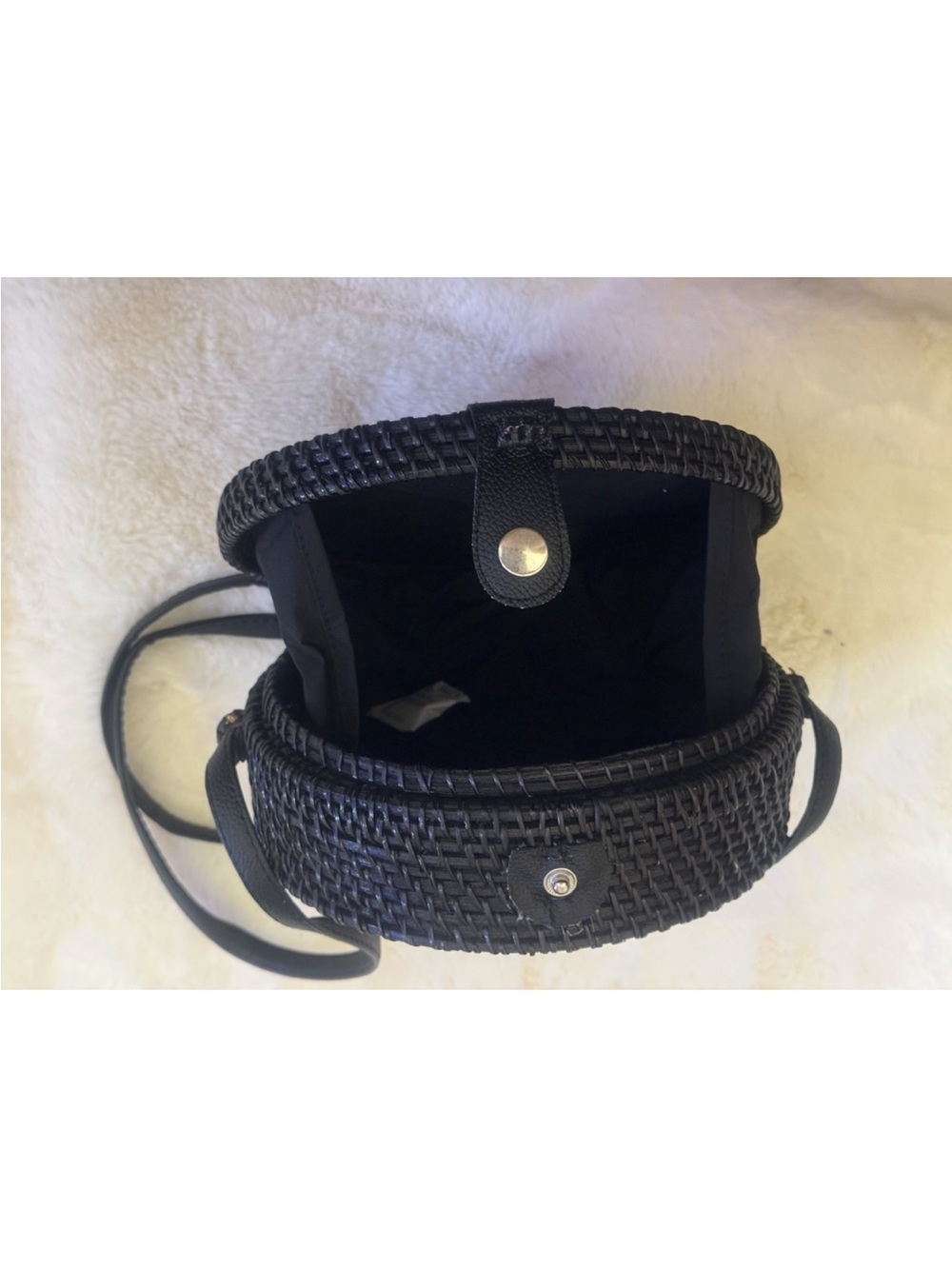 le chateau brand new Black Woven Round Crossbody Bag